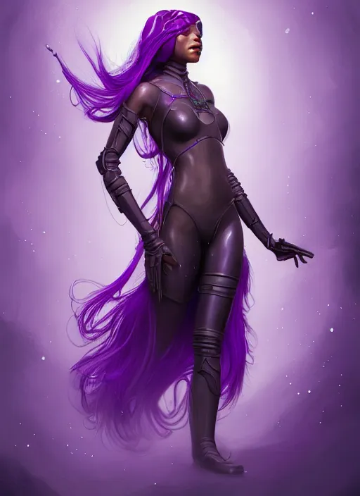 Image similar to full body young woman : : purple galactic obsidian punk : : weta disney pixar movie still photo : : hi - fructose, sci fi, fantasy, decadent highly - detailed digital painting, full length shot, golden ratio, octane render, artstation, smooth, sharp focus, artgerm, mucha, loish, wlop, gogo : :