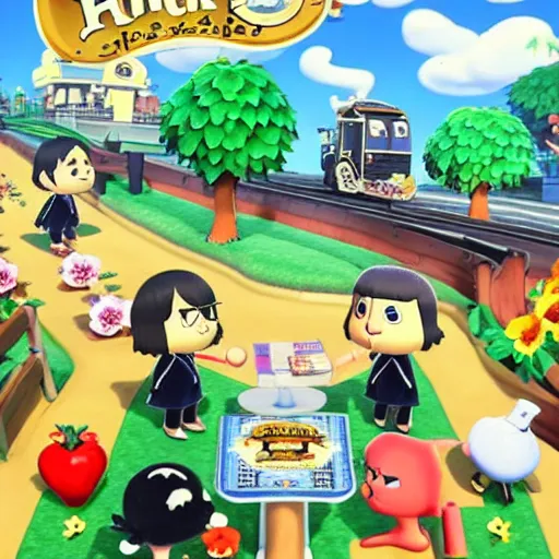 Image similar to the beatles in animal crossing