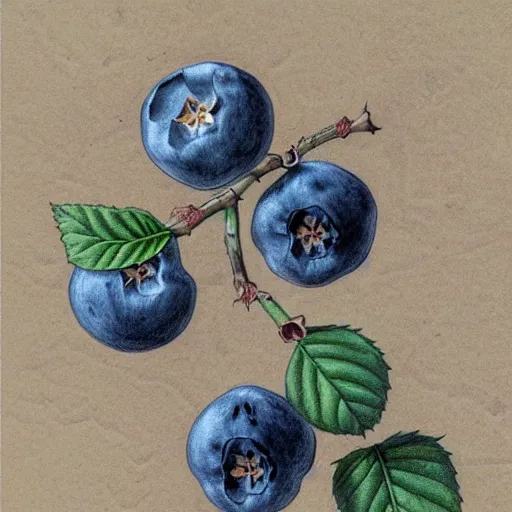 Prompt: botanical drawing of blueberry bush. Detailed art. Color. Rustic. Nordic. Trending on artstation. Detailed. Shrub. Nature. Artistic.