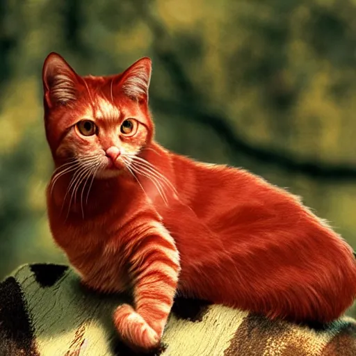 Image similar to red cat, movie still, 8 k