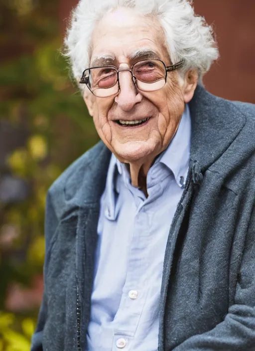 Image similar to DSLR photo portrait still of 78 year old age 78 Harold Ramis at age 78!!!, 85mm f1.8