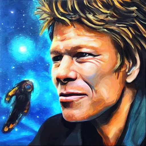 Prompt: “jon Bon jovi on a spaceship, oil painting”