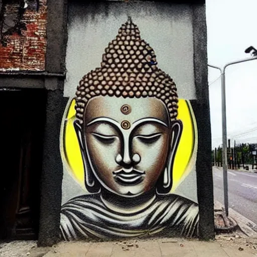 Prompt: street art hip hop buddha