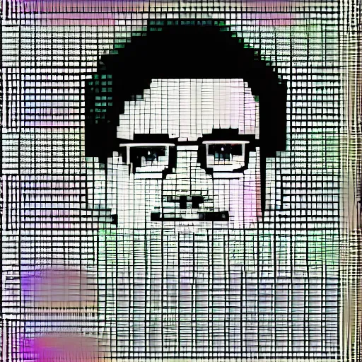 Image similar to pixel art of Josh Gondelman, black and white, clip art