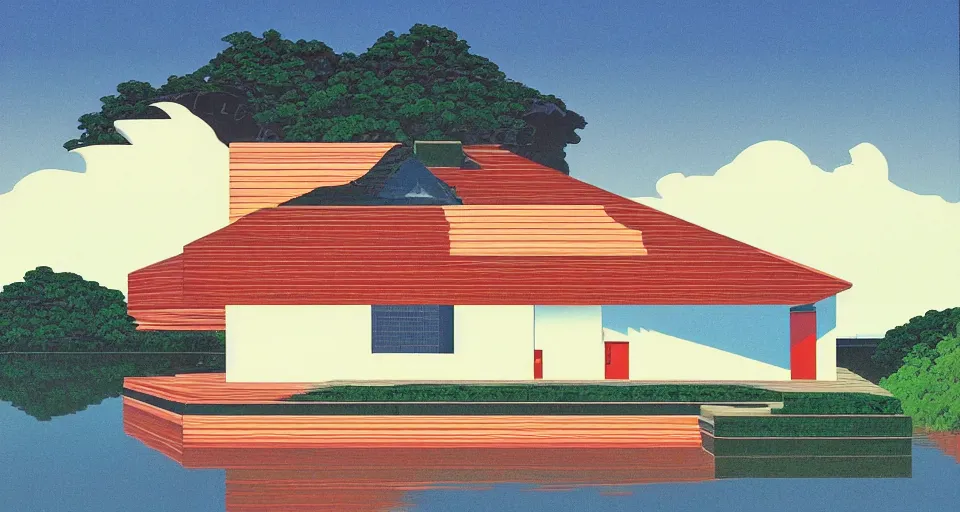 Image similar to mountain house, hiroshi nagai