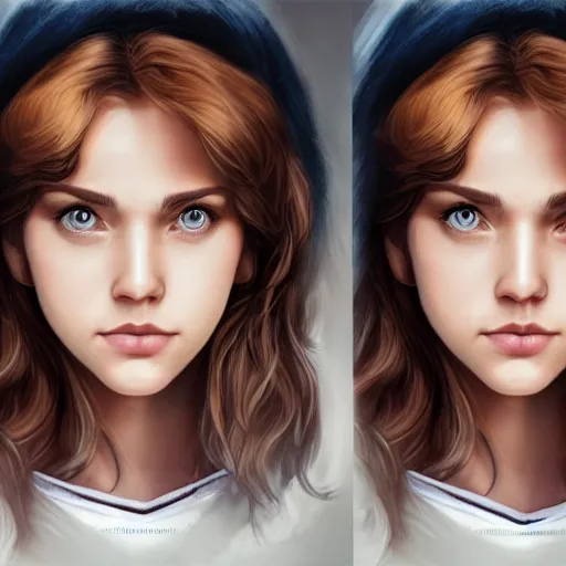 Image similar to 2 5 year old hermione granger, professionally retouched, realistic, smooth face, perfect eyes, symmetrical, full body shot, wide angle, sharp focus, 8 k high definition, insanely detailed, intricate, elegant, art by artgerm