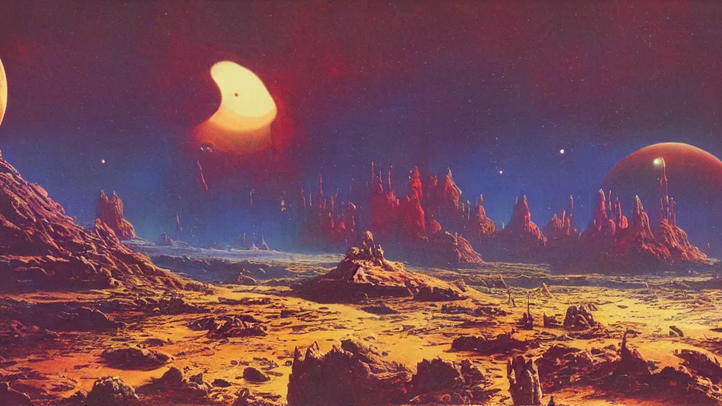 Image similar to otherworldly atmosphere of an evolving alien planet by arthur haas and bruce pennington and paul lehr, cinematic matte painting