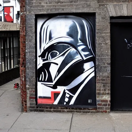 Image similar to banky street - art of darth vader kissing jar jar binks