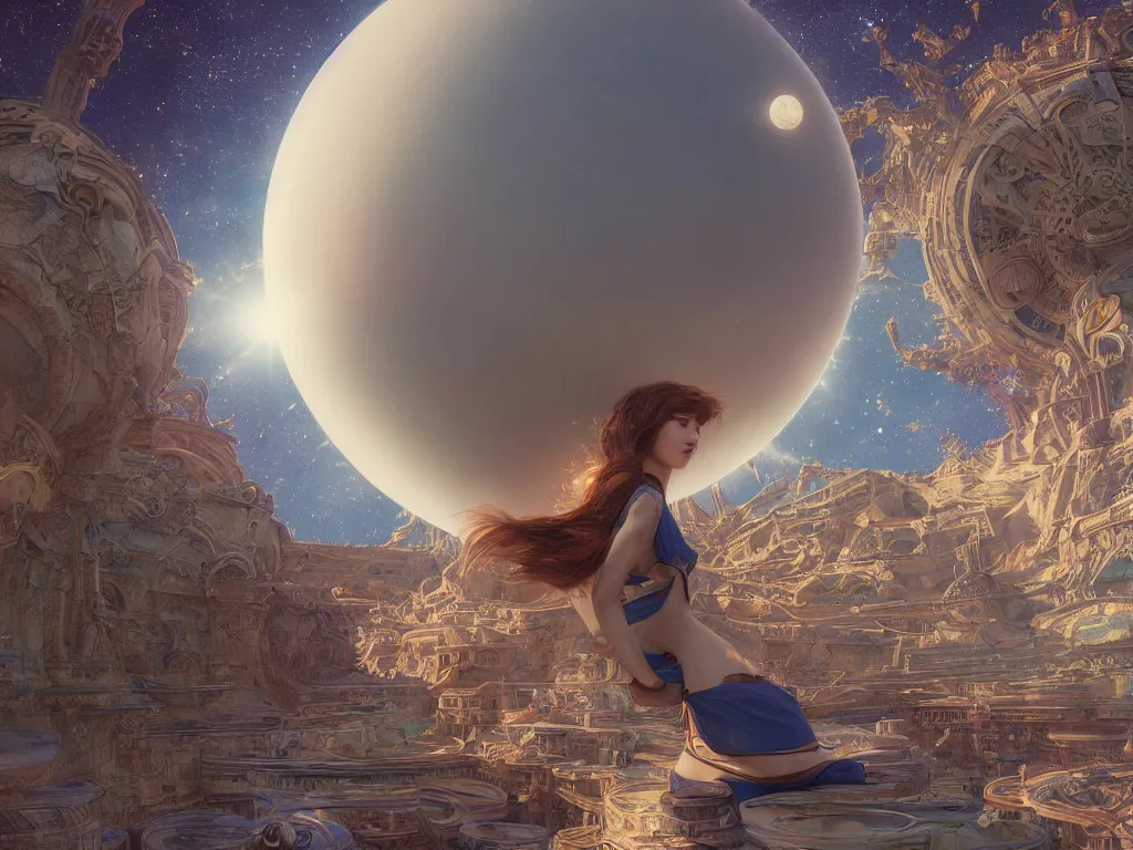 Image similar to The universe is a spheroid region 705 meters in diameter, 3d render, Sunlight Study, by John William Waterhouse and ((((Lisa Frank)))), Art Nouveau, 8k, extreme detail, sharp focus, octane render