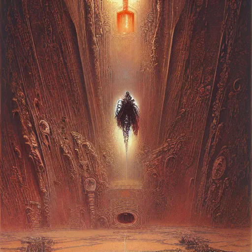 Image similar to cyberpunk dreaming by gustave dore and gustave moreau and beksinski