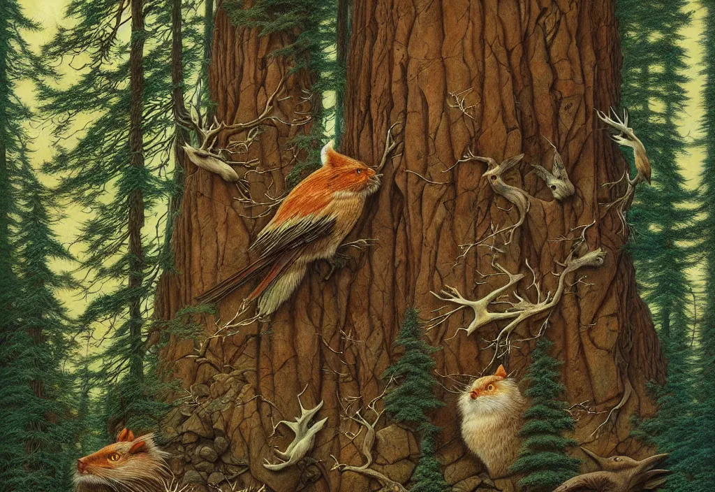 Image similar to bev doolittle hidden animals on the landscape image, bev doolittle high trees, enchanted forest ( hidden animals ) drawing elegant, highly detailed, digital painting, artstation, concept art, matte, sharp focus, illustration, hearthstone, art paolo gheri