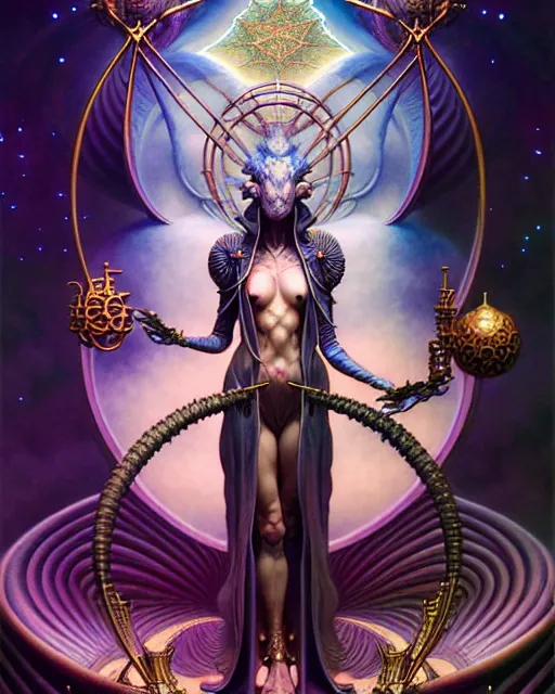 Image similar to the empress tarot card, fantasy character portrait made of fractals, ultra realistic, wide angle, intricate details, the fifth element artifacts, highly detailed by peter mohrbacher, hajime sorayama, wayne barlowe, boris vallejo, aaron horkey, gaston bussiere, craig mullins