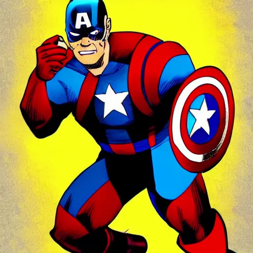 Image similar to captain america in the style of tatsuki fujimoto