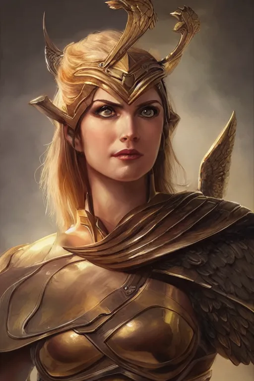 Image similar to amazon valkyrie athena, d & d, fantasy, portrait, highly detailed, headshot, digital painting, trending on artstation, concept art, sharp focus, illustration, art by artgerm and greg rutkowski and magali villeneuve