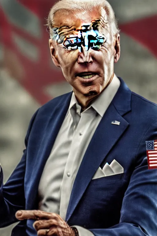 Image similar to [a still of Joe Biden in the movie Mad Max (2015), 4k, HD, high quality, octane]