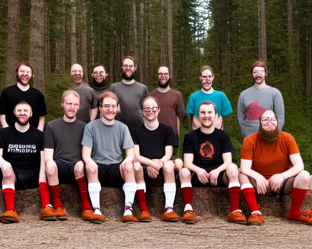 Prompt: rust development team, the team wears high socks, realistic photo