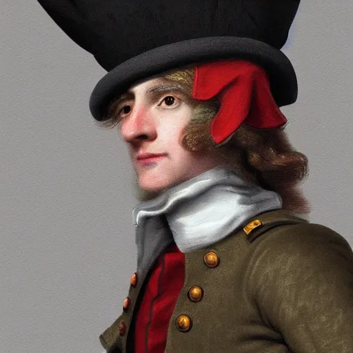 Image similar to A male 18th century British Redcoat Soldier wearing a tricorne hat, artstation, very detailed, award winning trending, historical, masterpiece, realism