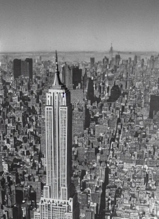 Image similar to a photograph, year 1925, high quality render, ultradetailed, Sandman Morpheus on rooftop of empire state building Staring at horizon