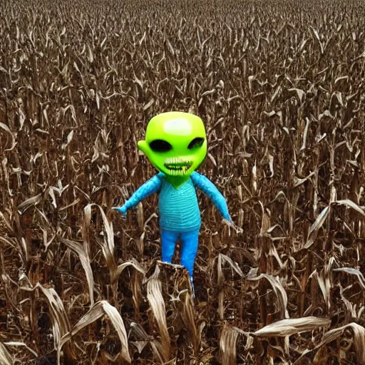 Image similar to alien hiding in a corn field