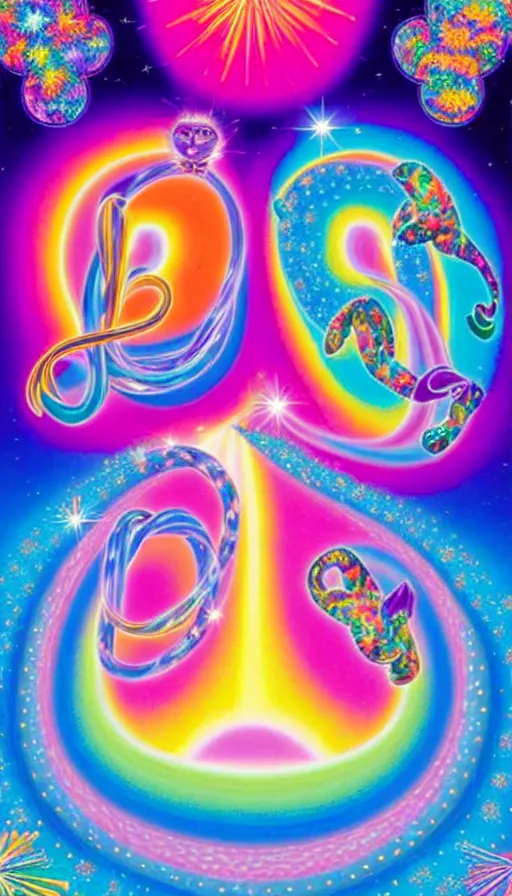 Image similar to the two complementary forces that make up all aspects and phenomena of life, by Lisa Frank,