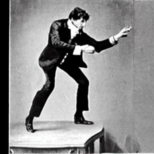 Image similar to Houdini performing a magic trick