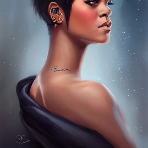 Image similar to a portrait of rihanna by charlie bowater