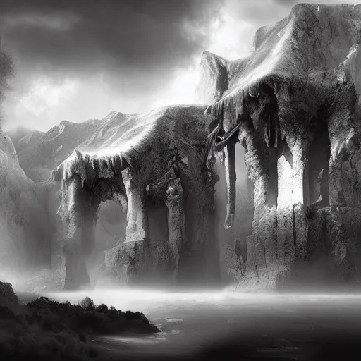 Image similar to black and white matte painting by Sam Weber