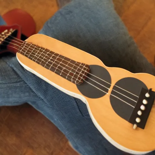 Prompt: ukulele in shape of a beer