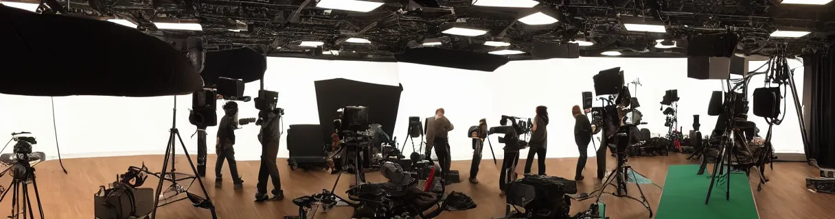 Prompt: photo of a movie set with a green screen, studio, movie set, realistic, studio lighting