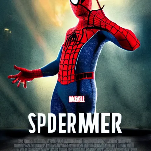 Image similar to patrick star as spiderman movie poster
