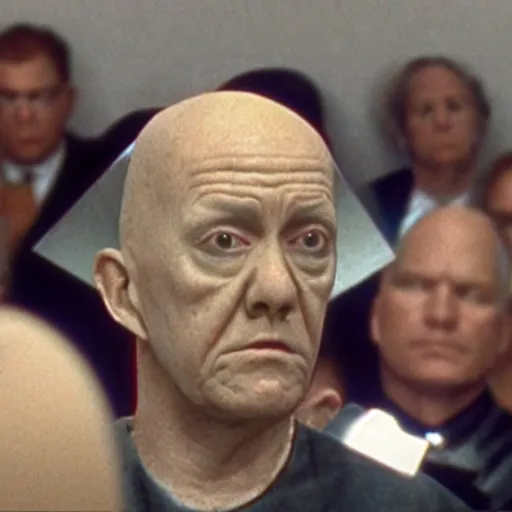 Image similar to pinhead testifying in court, detailed faces