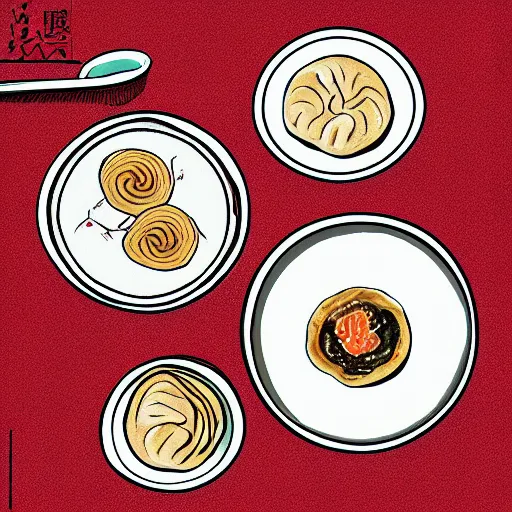 Prompt: shanghai xiao long bao, digital art, style of traditional chinese painting