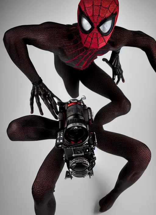 Image similar to studio portrait of a spider - human hybrid, many eyes, leica s, tripod, flash, highly detailed, horror,