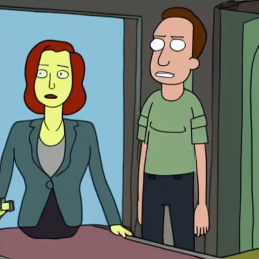 Image similar to mulder and scully from the x - files in rick and morty