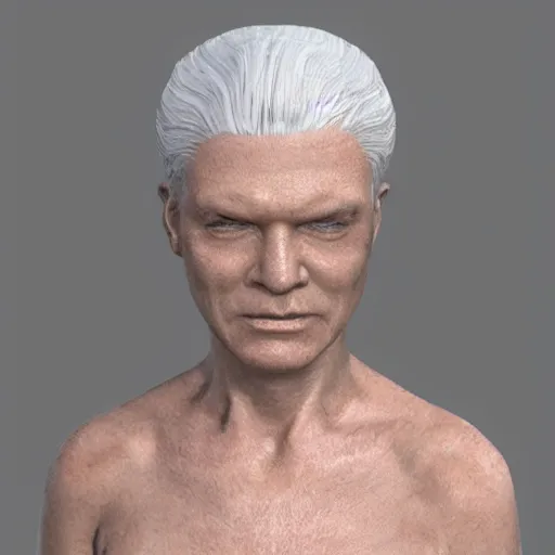 Prompt: marble skin, old, white hair, translucent sss, daz occlusion