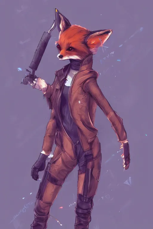 Image similar to a fox fursona, trending on artstation, by kawacy, furry art, digital art, cyberpunk, high quality