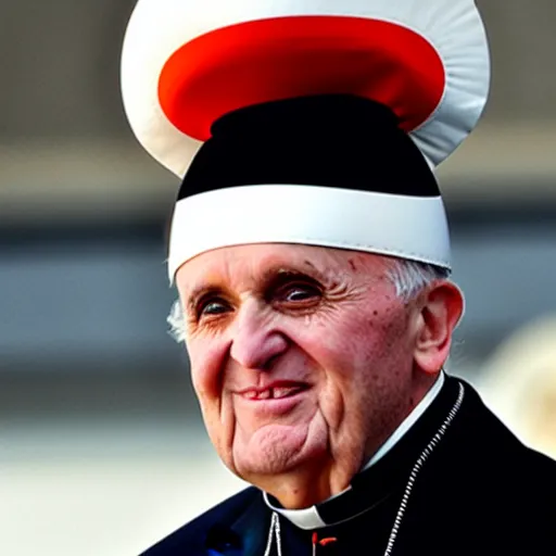 Image similar to pope Jean Paul II wear funny hat