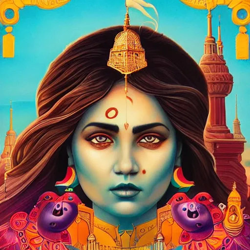 Image similar to Stockholm city portrait, indian , Pixar style, by Tristan Eaton Stanley Artgerm and Tom Bagshaw.