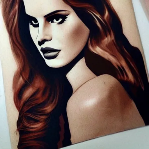 Image similar to Lana del rey tattoo design, photorealistic, dramatic