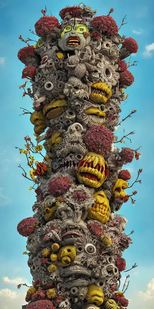 Prompt: colossal grotesque Beelzebub flower made from angry smiles in the middle of post soviet constructivist cityscape, Stalinist architecture, ultradetailed, Intricate by Hayao Miyazaki and Josan Gonzalez and Makoto Shinkai and Giuseppe Arcimboldo and MC Esher and Wes Anderson