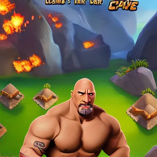Image similar to dwayne the rock johnson in clash of clans ( mobile game )