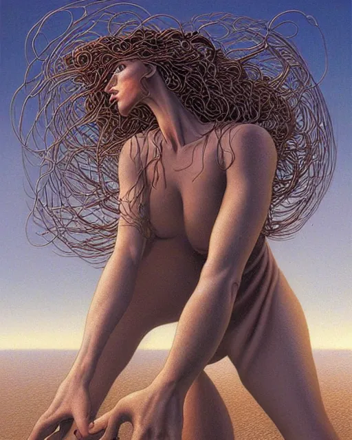 Prompt: conjuring!!! an image!!! from noise, by michael parkes, peter gric, and larry elmore, intricate, artgerm