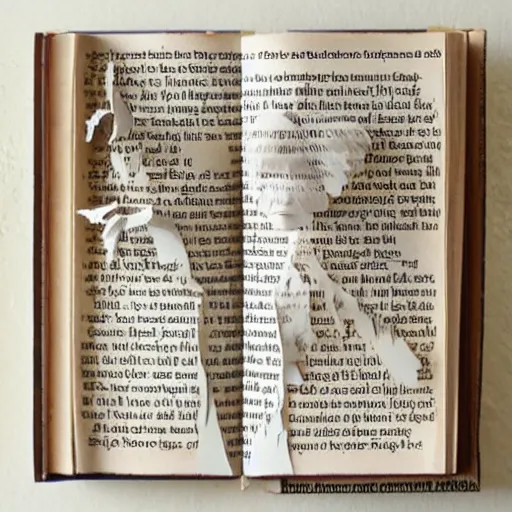 Image similar to cut paper sculpture of harry potter and hermione granger in a book