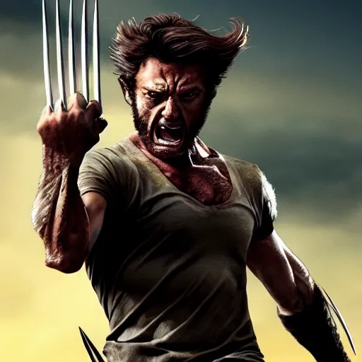 Image similar to wolverine in the walking dead digital art 4 k detailed super realistic