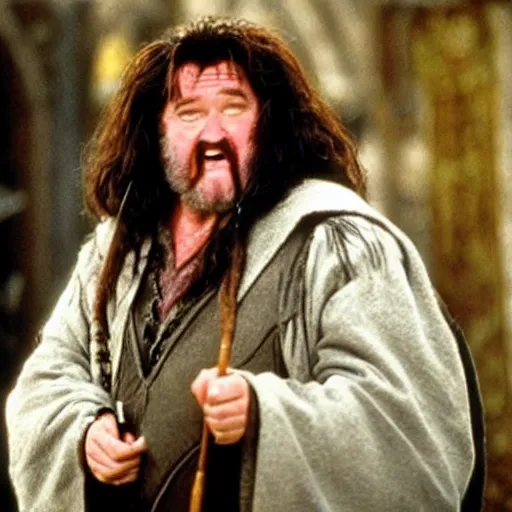 Image similar to Robin Williams playing Hagrid in Harry Potter, screenshot