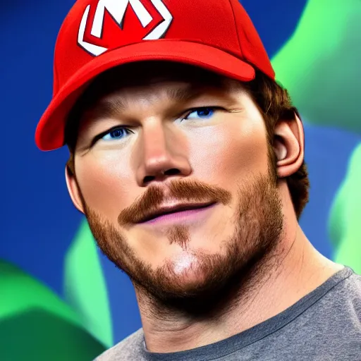 Image similar to Chris pratt as live action mario, 4k headshot photography