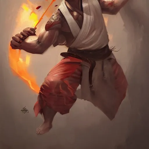 Image similar to A matte oil on canvas portrait of a male martial artist monk, orchid arm tattoos by greg rutkowski and artgerm, trending on artstation, dungeons and dragons art