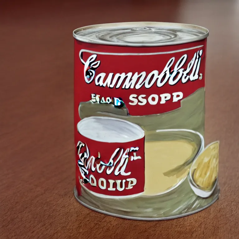 Prompt: Photograph of a single Campbell's soup can