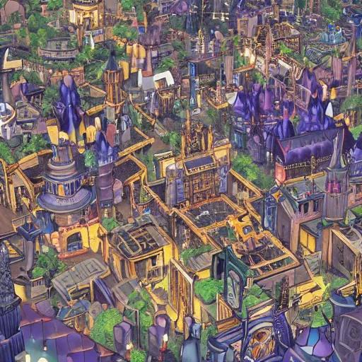 Image similar to Twilight Town from Kingdom Hearts except it’s a sprawling metropolis