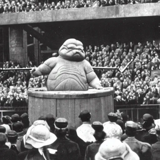 Prompt: pizza the hut speaking to thousands at a rally in Nuremberg 1939